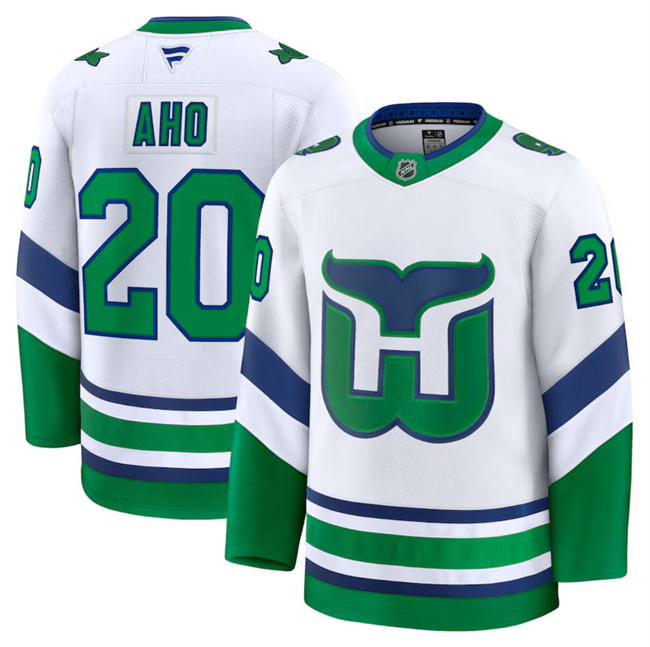 Men's Carolina Hurricanes #20 Sebastian Aho White 2024-25 Throwback Stitched Hockey Jersey Men's Carolina Hurricanes #20 Sebastian Aho White 2024-25 Throwback Stitched Hockey Jersey