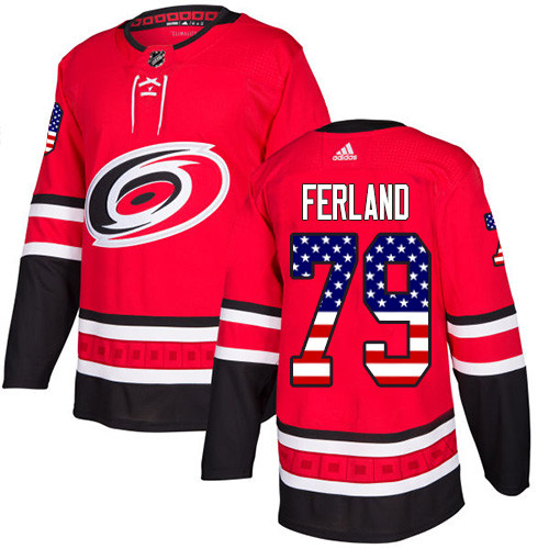 Adidas Hurricanes #79 Michael Ferland Red Home Authentic USA Flag Stitched NHL Jersey Adidas Hurricanes #79 Michael Ferland Red Home Authentic USA Flag Stitched NHL Jersey