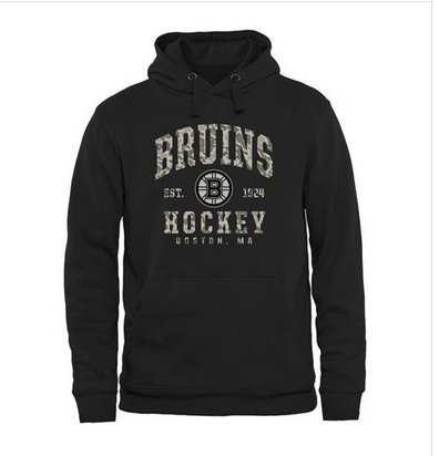 Men's Boston Bruins Black Camo Stack Pullover Hoodie
