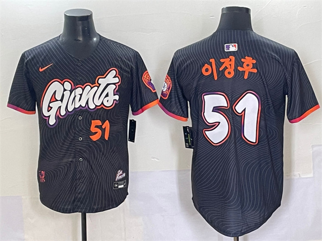 Men's San Francisco Giants #51 ??? Anthracite 2025 City Connect Limited Stitched Baseball Jersey Men's San Francisco Giants #51 ??? Anthracite 2025 City Connect Limited Stitched Baseball Jersey