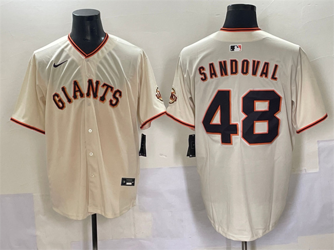 Men's San Francisco Giants #48 Pablo Sandoval Cream 2024 Home Limited Stitched Baseball Jersey Men's San Francisco Giants #48 Pablo Sandoval Cream 2024 Home Limited Stitched Baseball Jersey