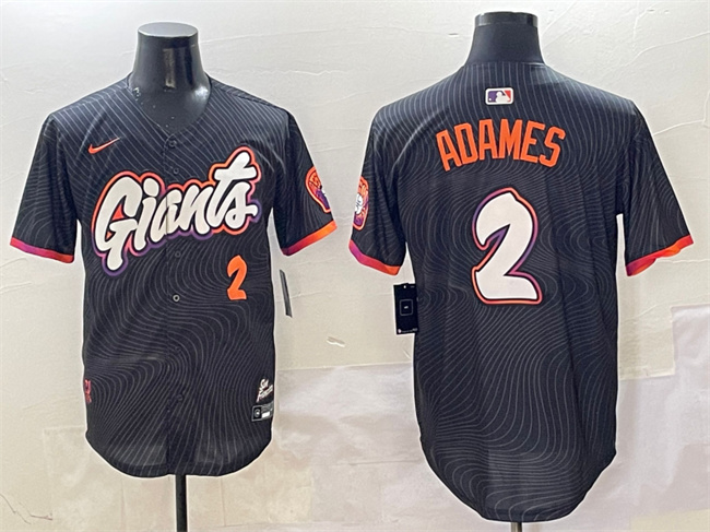 Men's San Francisco Giants #2 Willy Adames Anthracite 2025 City Connect Limited Stitched Baseball Jersey Men's San Francisco Giants #2 Willy Adames Anthracite 2025 City Connect Limited Stitched Baseball Jersey