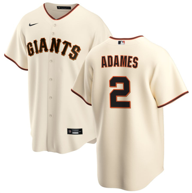 Men's San Francisco Giants #2 Willy Adames Cream Cool Base Stitched Baseball Jersey Men's San Francisco Giants #2 Willy Adames Cream Cool Base Stitched Baseball Jersey