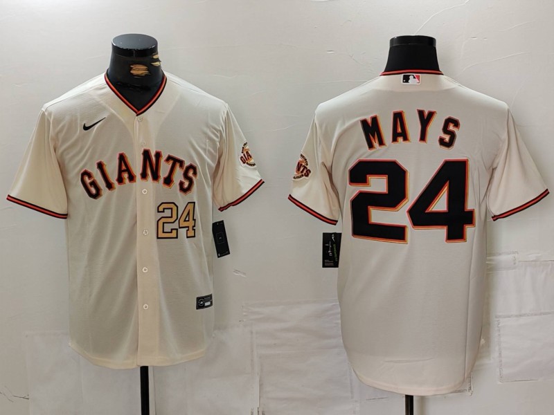 Men's San Francisco Giants #24 Willie Mays Cream Stitched Baseball Jersey Men's San Francisco Giants #24 Willie Mays Cream Stitched Baseball Jersey