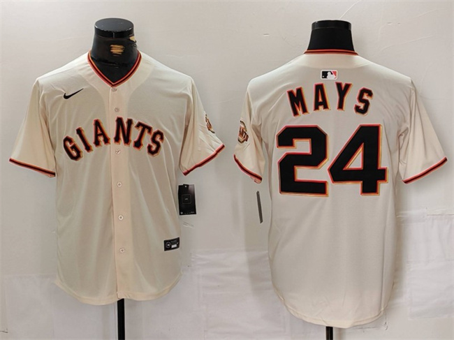 Men's San Francisco Giants #24 Willie Mays Cream 2024 Home Limited Stitched Baseball Jersey Men's San Francisco Giants #24 Willie Mays Cream 2024 Home Limited Stitched Baseball Jersey