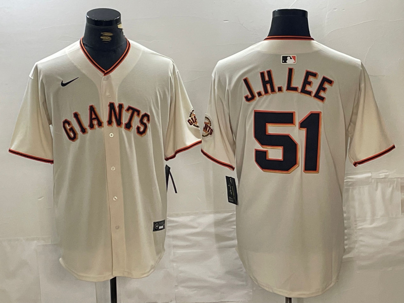 Men's San Francisco Giants #51 Jung Hoo Lee Cream 2024 Home Limited Stitched Baseball Jersey Men's San Francisco Giants #51 Jung Hoo Lee Cream 2024 Home Limited Stitched Baseball Jersey