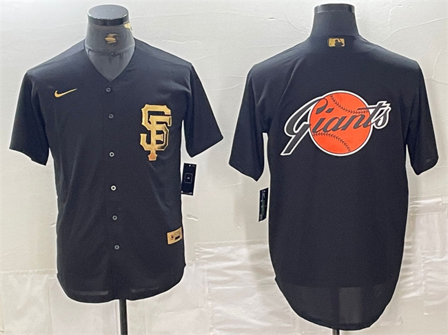 Men's San Francisco Giants Black Team Big Logo Cool Base Stitched Baseball Jersey 4 Men's San Francisco Giants Black Team Big Logo Cool Base Stitched Baseball Jersey 4