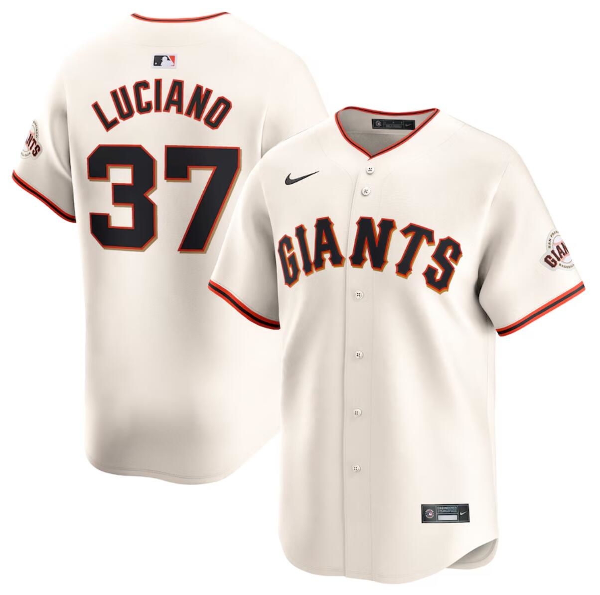 Men's San Francisco Giants #37 Marco Luciano Cream Home Limited Stitched Baseball Jersey Men's San Francisco Giants #37 Marco Luciano Cream Home Limited Stitched Baseball Jersey
