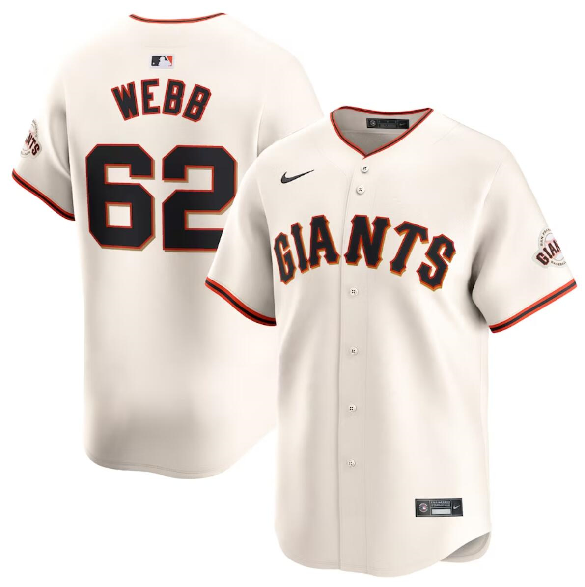 Men's San Francisco Giants #62 Logan Webb Cream Home Limited Stitched Baseball Jersey Men's San Francisco Giants #62 Logan Webb Cream Home Limited Stitched Baseball Jersey