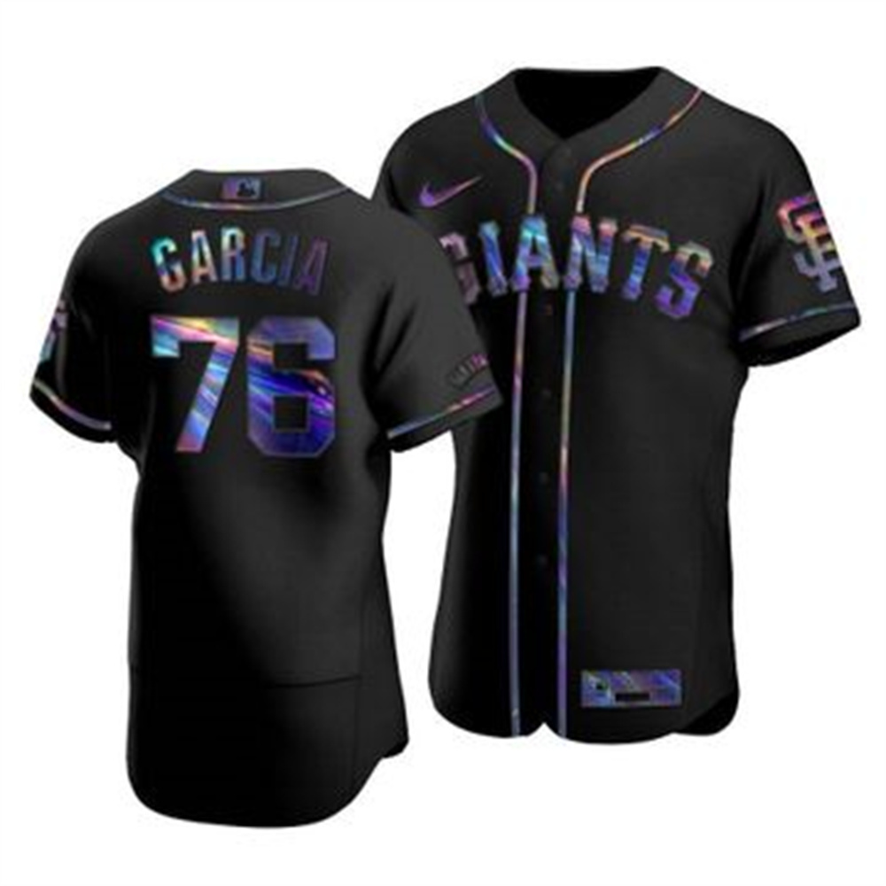 San Francisco Giants #76 Jarlin Garcia Men's Nike Iridescent Holographic Collection MLB Jersey - Black San Francisco Giants #76 Jarlin Garcia Men's Nike Iridescent Holographic Collection MLB Jersey - Black
