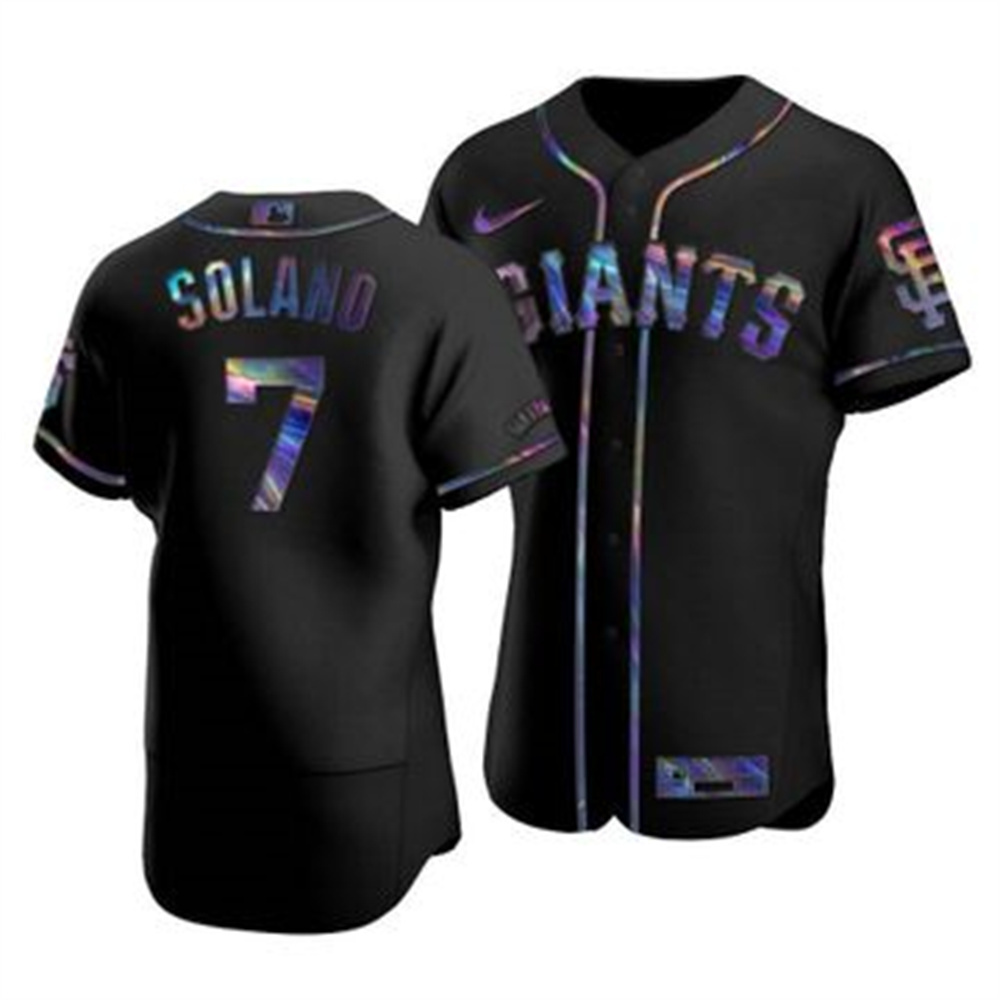 San Francisco Giants #7 Donovan Solano Men's Nike Iridescent Holographic Collection MLB Jersey - Black San Francisco Giants #7 Donovan Solano Men's Nike Iridescent Holographic Collection MLB Jersey - Black