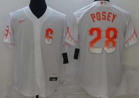 Men's San Francisco Giants #28 Buster Posey White 2021 City Connect Stitched MLB Cool Base Nike Jersey Men's San Francisco Giants #28 Buster Posey White 2021 City Connect Stitched MLB Cool Base Nike Jersey