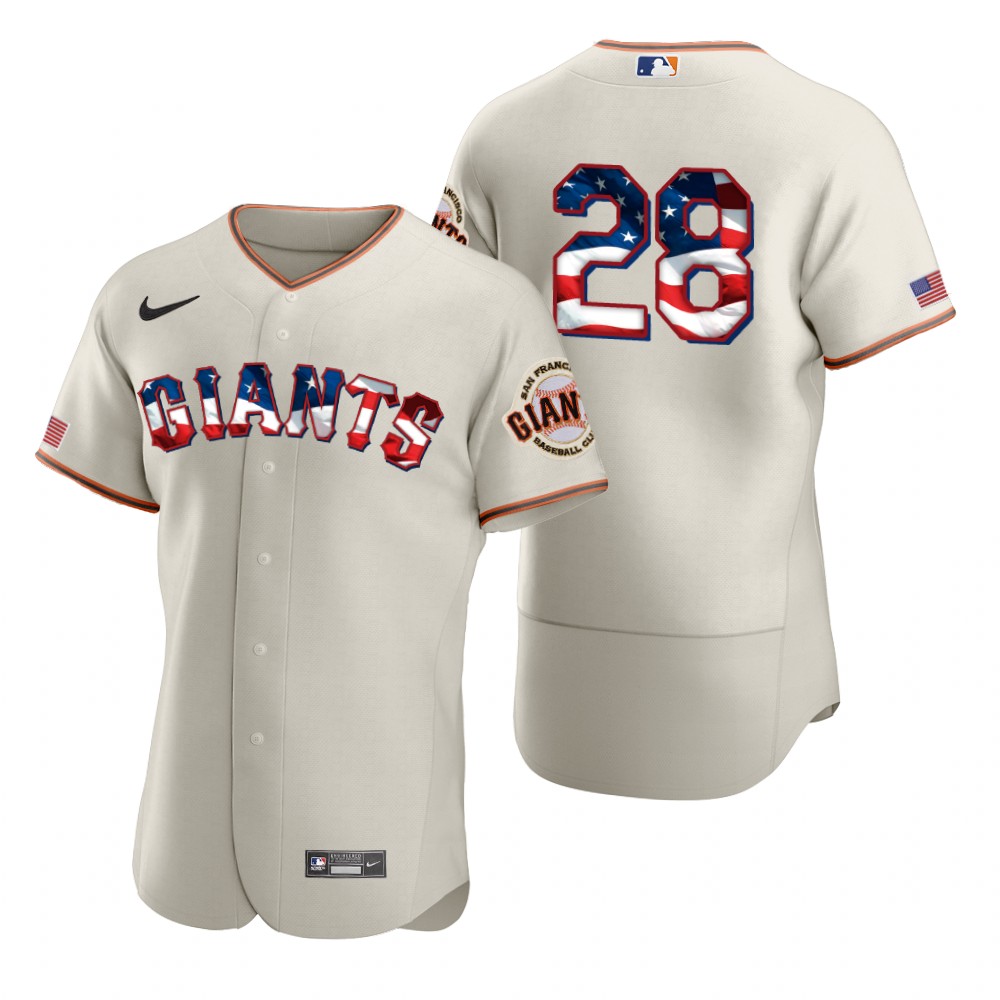 San Francisco Giants #28 Buster Posey Men's Nike Cream Fluttering USA Flag Limited Edition Authentic MLB Jersey San Francisco Giants #28 Buster Posey Men's Nike Cream Fluttering USA Flag Limited Edition Authentic MLB Jersey