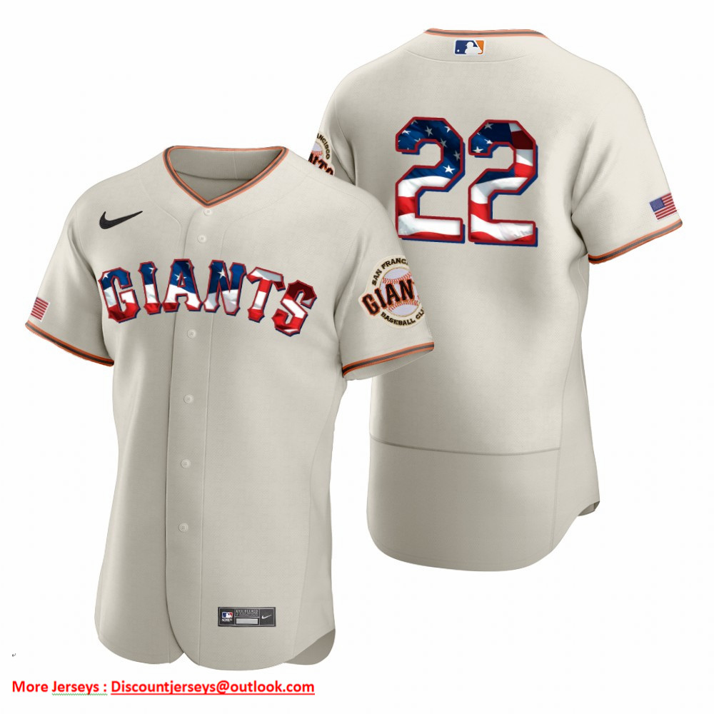 San Francisco Giants #22 Will Clark Men's Nike Cream Fluttering USA Flag Limited Edition Authentic MLB Jersey