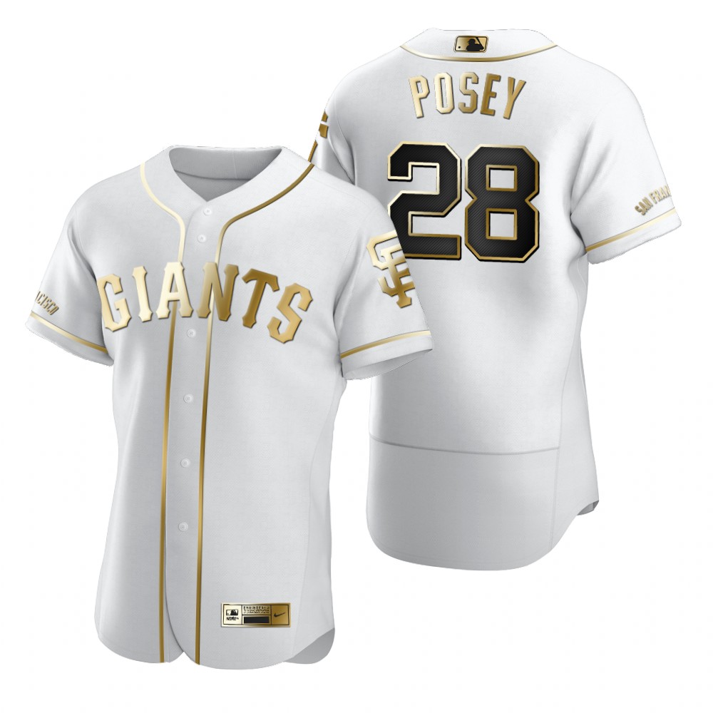 San Francisco Giants #28 Buster Posey White Nike Men's Authentic Golden Edition MLB Jersey San Francisco Giants #28 Buster Posey White Nike Men's Authentic Golden Edition MLB Jersey