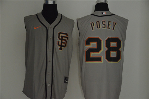 Giants 28 Buster Posey Gray Nike Cool Base Sleeveless Jersey Giants 28 Buster Posey Gray Nike Cool Base Sleeveless Jersey