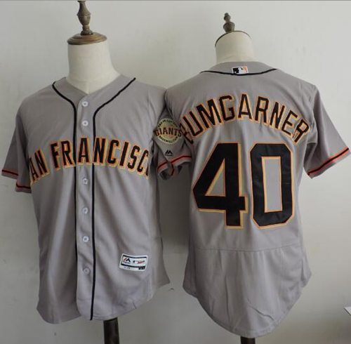 Giants #40 Madison Bumgarner Grey Flexbase Authentic Collection Road Stitched MLB jerseys Giants #40 Madison Bumgarner Grey Flexbase Authentic Collection Road Stitched MLB jerseys