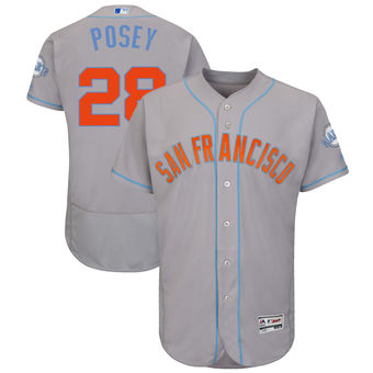 Men's San Francisco Giants Buster Posey Majestic Gray Father's Day FlexBase Jersey Men's San Francisco Giants Buster Posey Majestic Gray Father's Day FlexBase Jersey