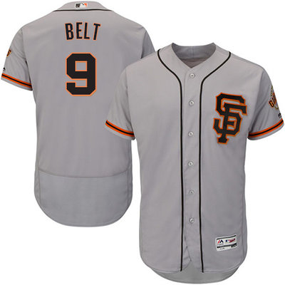 Giants #9 Brandon Belt Grey Flexbase Authentic Collection Road 2 Stitched MLB Jersey Giants #9 Brandon Belt Grey Flexbase Authentic Collection Road 2 Stitched MLB Jersey