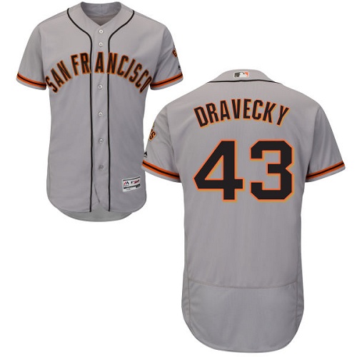 Giants #43 Dave Dravecky Grey Flexbase Authentic Collection Road Stitched MLB Jersey Giants #43 Dave Dravecky Grey Flexbase Authentic Collection Road Stitched MLB Jersey