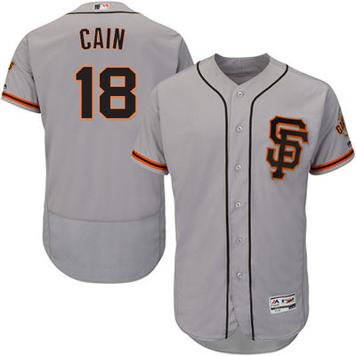 Giants #18 Matt Cain Grey Flexbase Authentic Collection Road 2 Stitched MLB Jersey Giants #18 Matt Cain Grey Flexbase Authentic Collection Road 2 Stitched MLB Jersey