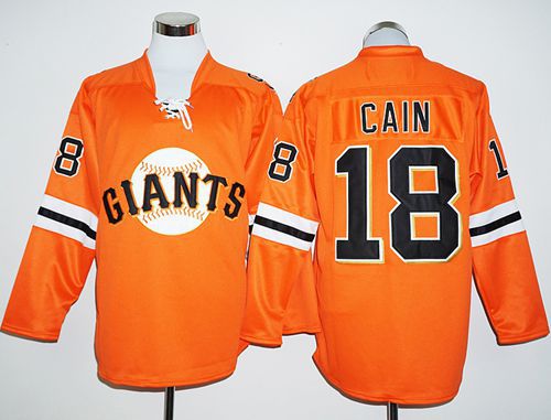Giants #18 Matt Cain Orange Long Sleeve Stitched MLB Jersey Giants #18 Matt Cain Orange Long Sleeve Stitched MLB Jersey
