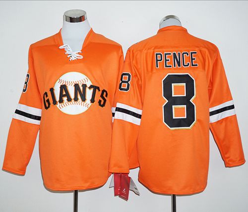 Giants #8 Hunter Pence Orange Long Sleeve Stitched MLB Jersey Giants #8 Hunter Pence Orange Long Sleeve Stitched MLB Jersey