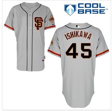 San Francisco Giants #45 Travis Ishikawa Grey Road 2 Cool Base Baseball Jersey San Francisco Giants #45 Travis Ishikawa Grey Road 2 Cool Base Baseball Jersey