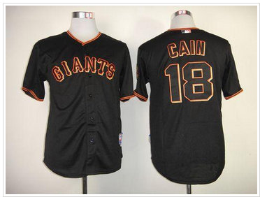 San Francisco Giants #18 Matt Cain Black Baseball Jersey San Francisco Giants #18 Matt Cain Black Baseball Jersey