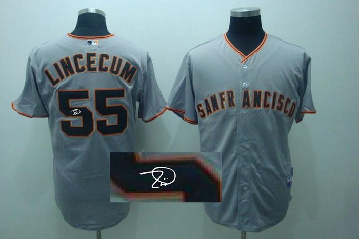 MLB San Francisco Giants 55# lincecum GRAY Signed Jersey MLB San Francisco Giants 55# lincecum GRAY Signed Jersey