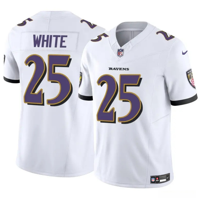 Men's Baltimore Ravens #25 Tre'Davious White White 2023 F.U.S.E Vapor Limited Football Jersey Men's Baltimore Ravens #25 Tre'Davious White White 2023 F.U.S.E Vapor Limited Football Jersey