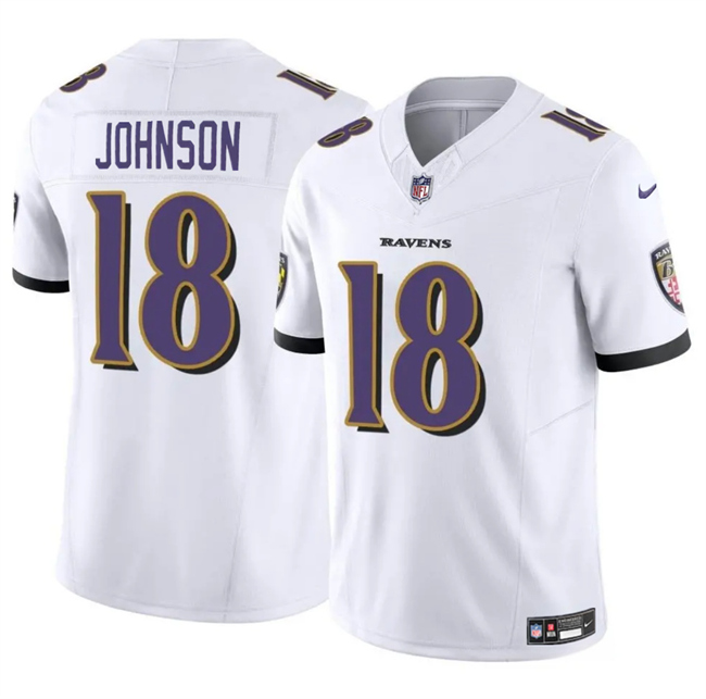 Men's Baltimore Ravens #18 Diontae Johnson White 2023 F.U.S.E Vapor Limited Football Jersey Men's Baltimore Ravens #18 Diontae Johnson White 2023 F.U.S.E Vapor Limited Football Jersey