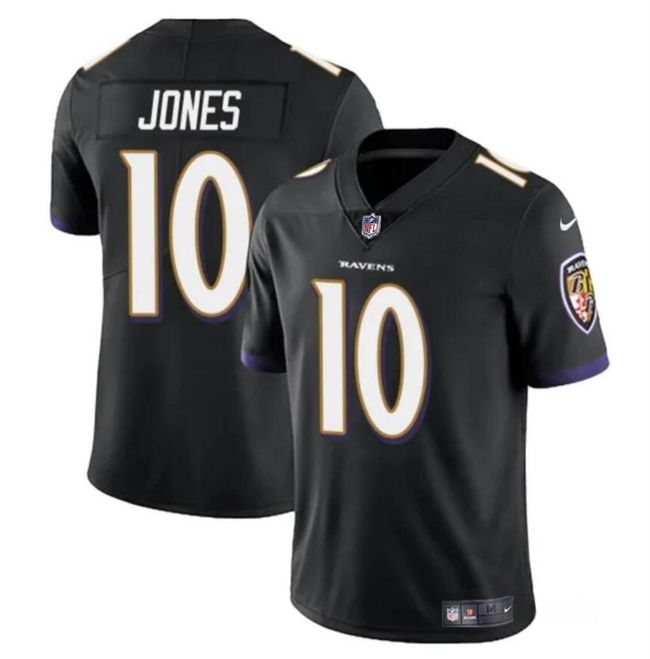 Men's Baltimore Ravens #10 Emory Jones Black Vapor Limited Football Jersey Men's Baltimore Ravens #10 Emory Jones Black Vapor Limited Football Jersey