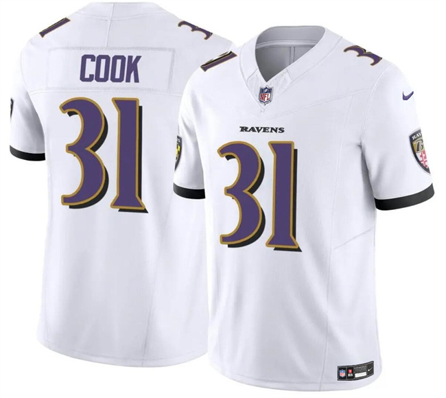 Men's Baltimore Ravens #31 Dalvin Cook White 2024 F.U.S.E. Vapor Limited Football Jersey Men's Baltimore Ravens #31 Dalvin Cook White 2024 F.U.S.E. Vapor Limited Football Jersey