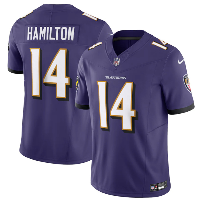 Men's Baltimore Ravens #14 Kyle Hamilton Purple 2023 F.U.S.E Vapor Jersey Men's Baltimore Ravens #14 Kyle Hamilton Purple 2023 F.U.S.E Vapor Jersey