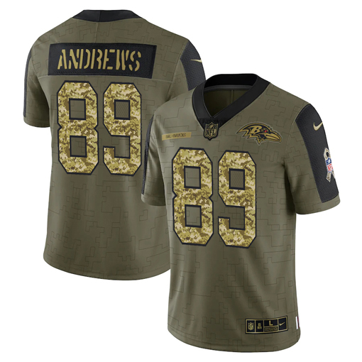 Men's Baltimore Ravens #89 Mark Andrews 2021 Olive Camo Salute To Service Limited Stitched Jersey Men's Baltimore Ravens #89 Mark Andrews 2021 Olive Camo Salute To Service Limited Stitched Jersey