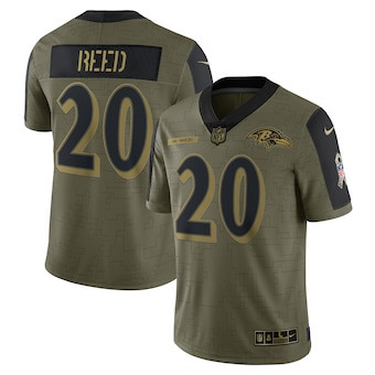 Men's Baltimore Ravens #20 Ed Reed Nike Olive 2021 Salute To Service Retired Player Limited Jersey Men's Baltimore Ravens #20 Ed Reed Nike Olive 2021 Salute To Service Retired Player Limited Jersey