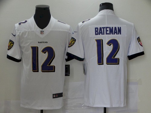 Men's Baltimore Ravens #12 Rashod Bateman White 2021 Draft Jersey Men's Baltimore Ravens #12 Rashod Bateman White 2021 Draft Jersey