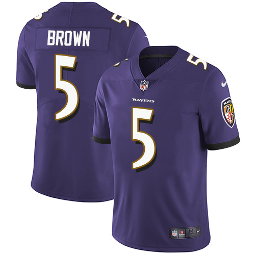 Nike Ravens #5 Marquise Brown Purple Team Color Men's Stitched NFL Vapor Untouchable Limited Jersey Nike Ravens #5 Marquise Brown Purple Team Color Men's Stitched NFL Vapor Untouchable Limited Jersey