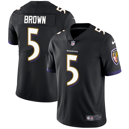 Nike Ravens #5 Marquise Brown Black Alternate Men's Stitched NFL Vapor Untouchable Limited Jersey Nike Ravens #5 Marquise Brown Black Alternate Men's Stitched NFL Vapor Untouchable Limited Jersey