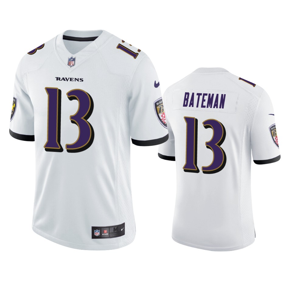 Men's Ravens #13 Rashod Bateman White Vapor Limited 2021 NFL Draft Jersey Men's Ravens #13 Rashod Bateman White Vapor Limited 2021 NFL Draft Jersey