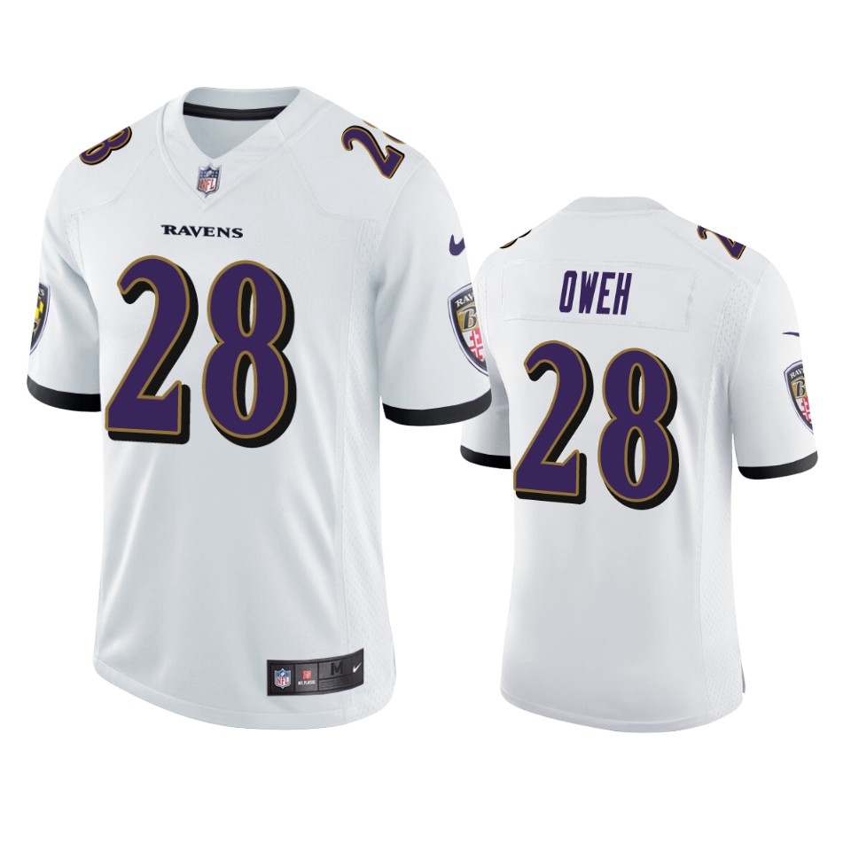 Men's Ravens #28 Jayson Oweh White Vapor Limited 2021 NFL Draft Jersey Men's Ravens #28 Jayson Oweh White Vapor Limited 2021 NFL Draft Jersey