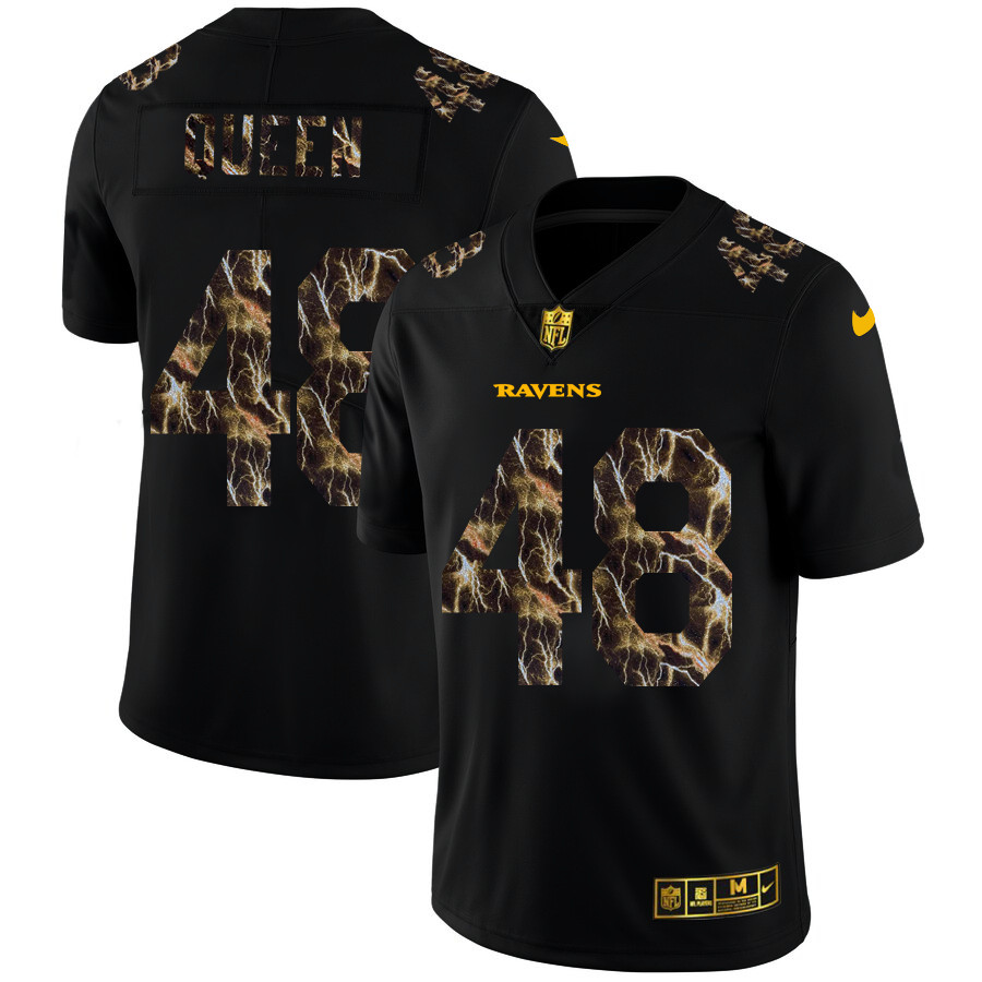 Baltimore Ravens #48 Patrick Queen Men's Black Nike Flocked Lightning Vapor Limited NFL Jersey Baltimore Ravens #48 Patrick Queen Men's Black Nike Flocked Lightning Vapor Limited NFL Jersey