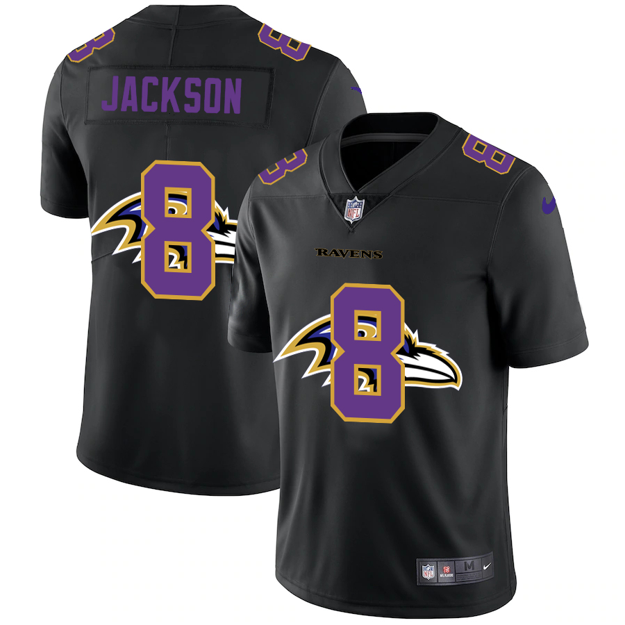Baltimore Ravens #8 Lamar Jackson Men's Nike Team Logo Dual Overlap Limited NFL Jersey Black Baltimore Ravens #8 Lamar Jackson Men's Nike Team Logo Dual Overlap Limited NFL Jersey Black