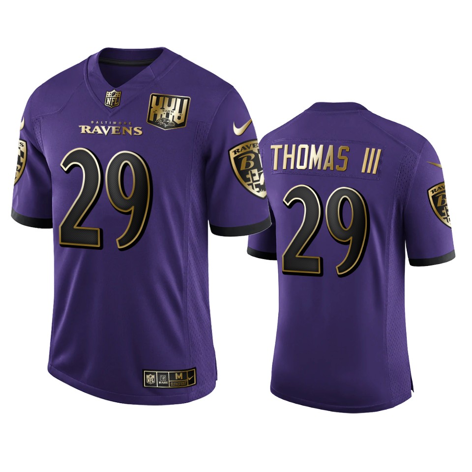Baltimore Ravens #29 Earl Thomas III Men's Nike Purple Team 25th Season Golden Limited NFL Jersey Baltimore Ravens #29 Earl Thomas III Men's Nike Purple Team 25th Season Golden Limited NFL Jersey