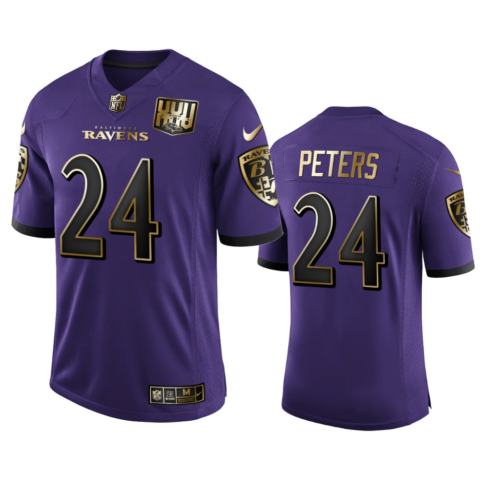 Baltimore Ravens #24 Marcus Peters Men's Nike Purple Team 25th Season Golden Limited NFL Jersey Baltimore Ravens #24 Marcus Peters Men's Nike Purple Team 25th Season Golden Limited NFL Jersey