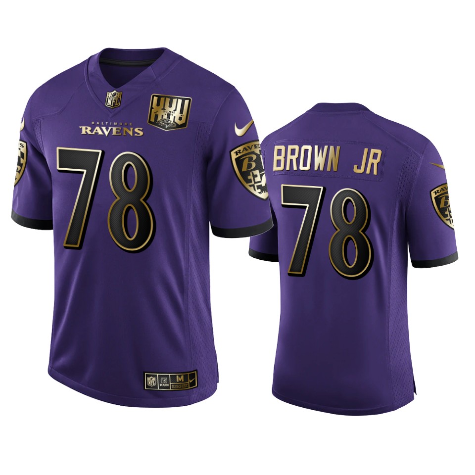 Baltimore Ravens #78 Orlando Brown Jr. Men's Nike Purple Team 25th Season Golden Limited NFL Jersey Baltimore Ravens #78 Orlando Brown Jr. Men's Nike Purple Team 25th Season Golden Limited NFL Jersey