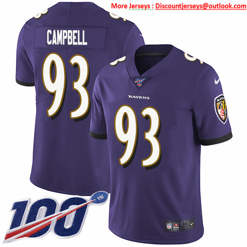 Nike Ravens #93 Calais Campbell Purple Team Color Men's Stitched NFL 100th Season Vapor Untouchable Limited Jersey Nike Ravens #93 Calais Campbell Purple Team Color Men's Stitched NFL 100th Season Vapor Untouchable Limited Jersey