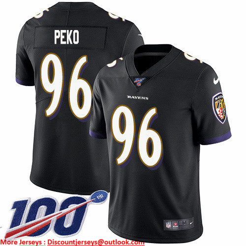 Nike Ravens #96 Domata Peko Sr Black Alternate Men's Stitched NFL 100th Season Vapor Untouchable Limited Jersey Nike Ravens #96 Domata Peko Sr Black Alternate Men's Stitched NFL 100th Season Vapor Untouchable Limited Jersey