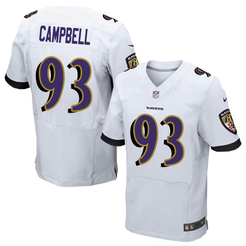 Nike Ravens #93 Calais Campbell White Men's Stitched NFL New Elite Jersey Nike Ravens #93 Calais Campbell White Men's Stitched NFL New Elite Jersey
